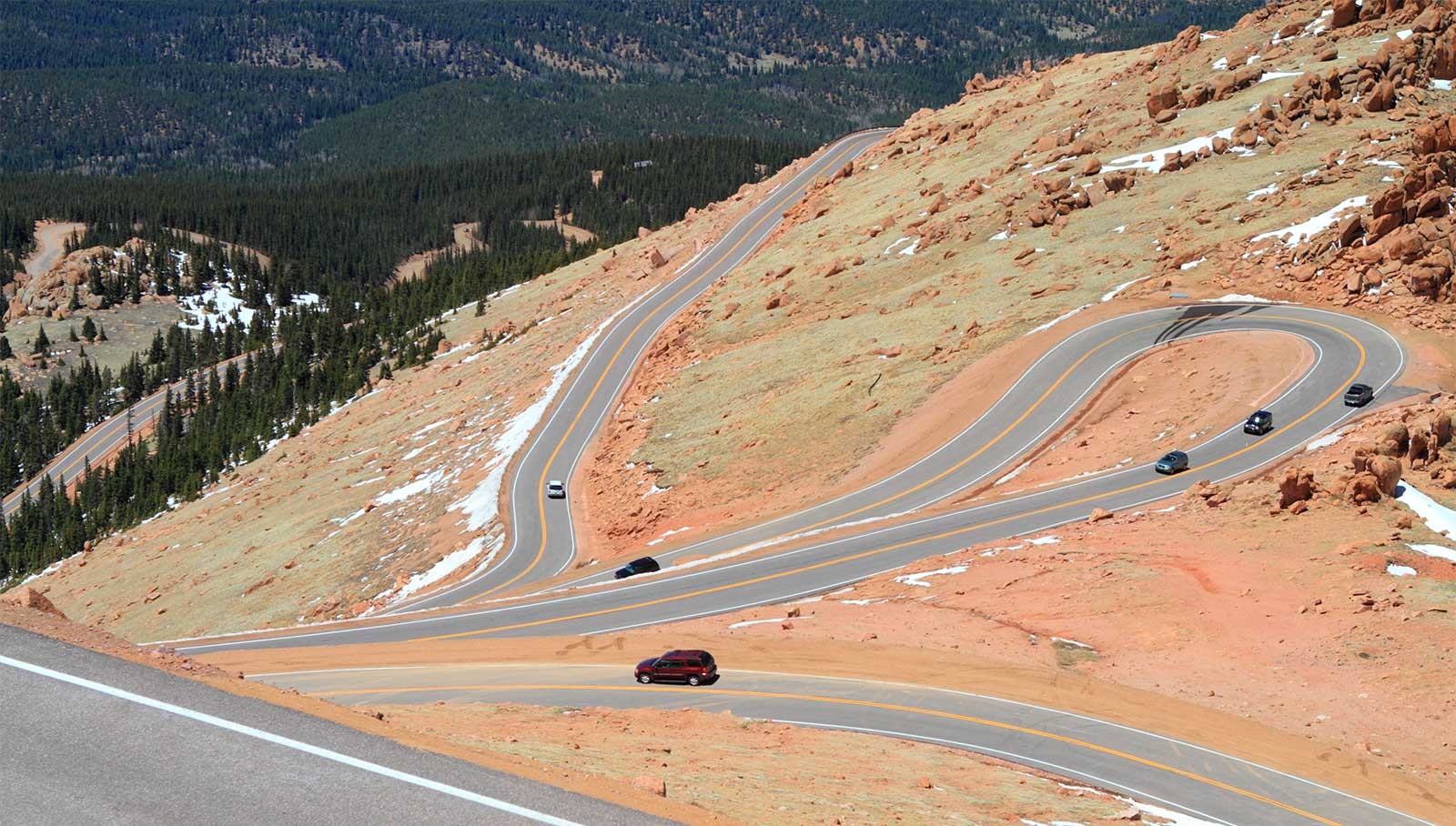 Winding road to Pikes Peak, CO