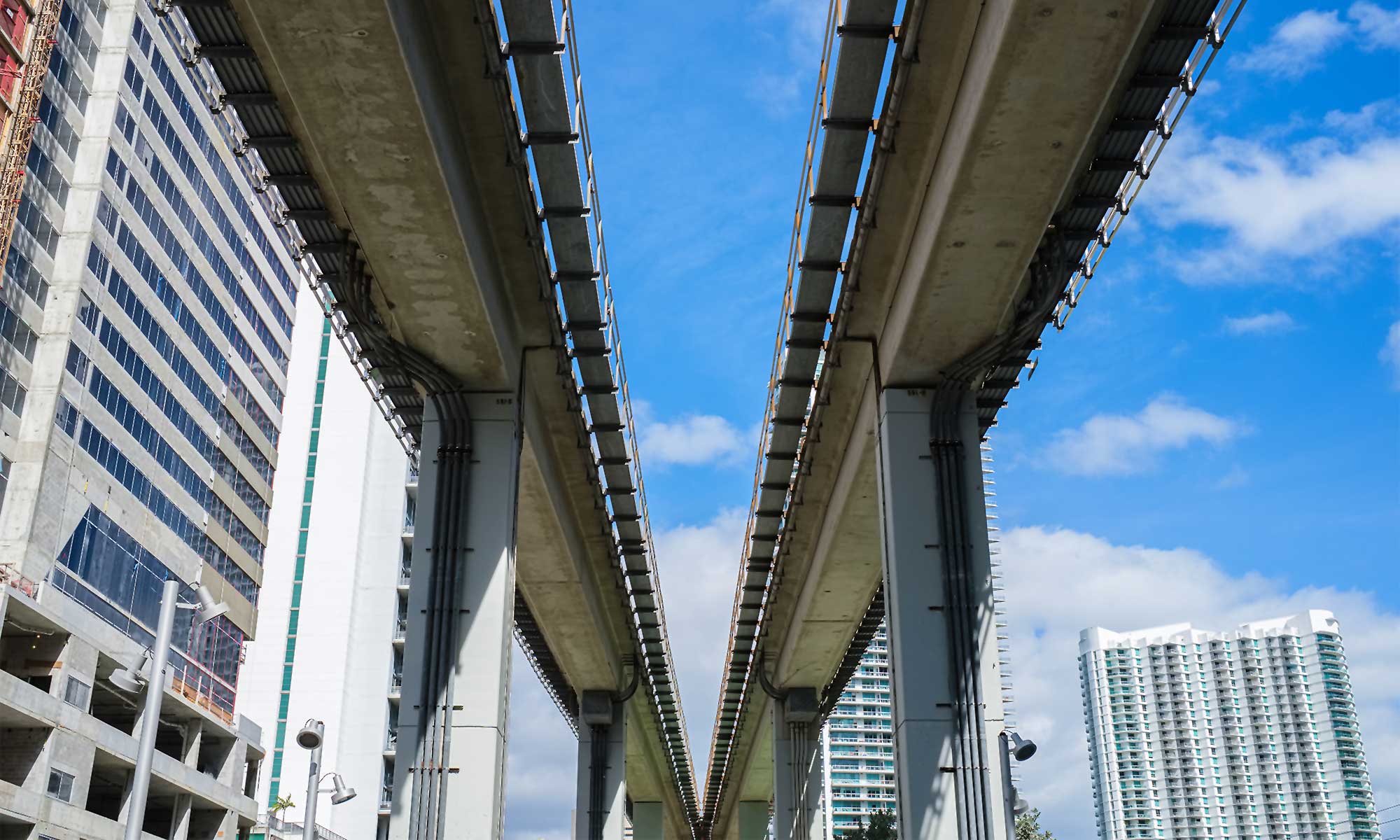 Miami skyline shot from underneath the Underline.