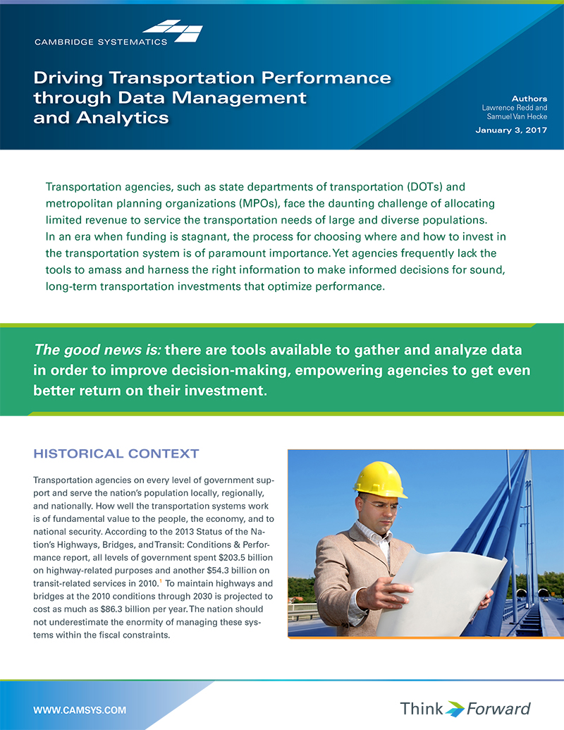 Driving Transportation Performance through Data Management and Analytics