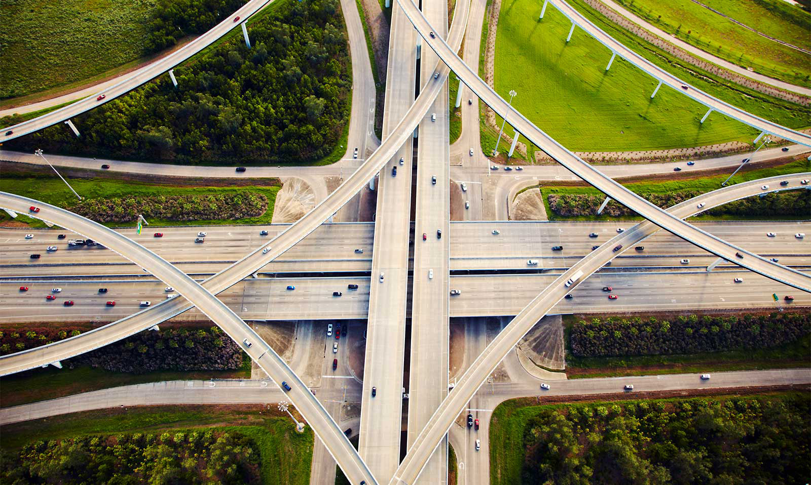Aerial view of highways in Houston, TX