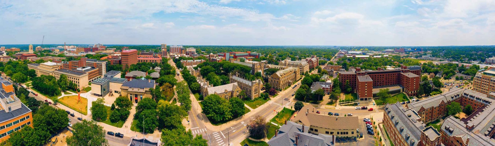 Aerial shot of University of Michigan Campus