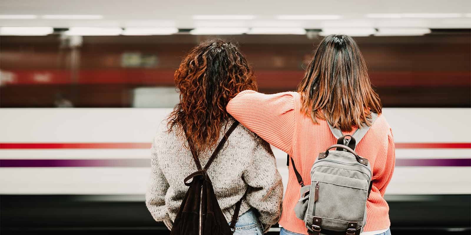 Women waiting on subway platform