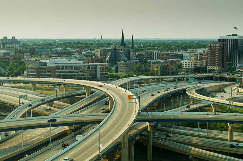 overlapping highway in Milwaukee, WI