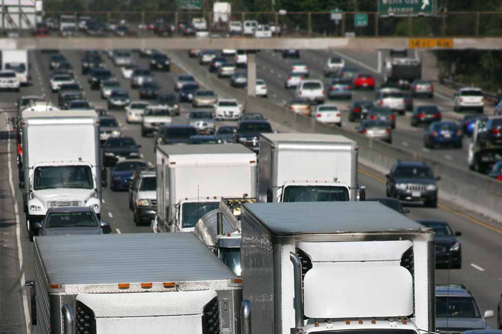 Truck congestion on LA freeway