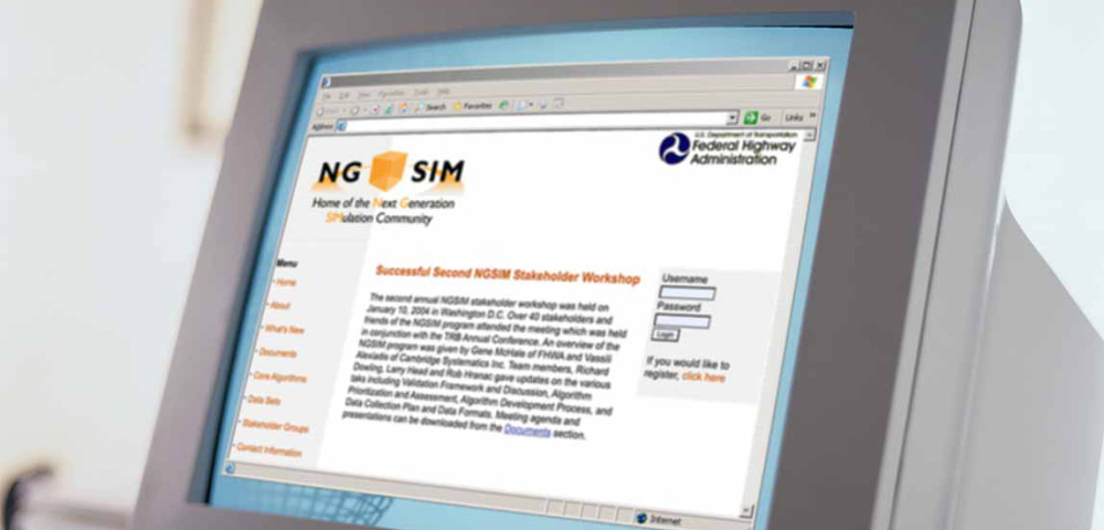 Photo of NGSIM website on a computer monitor