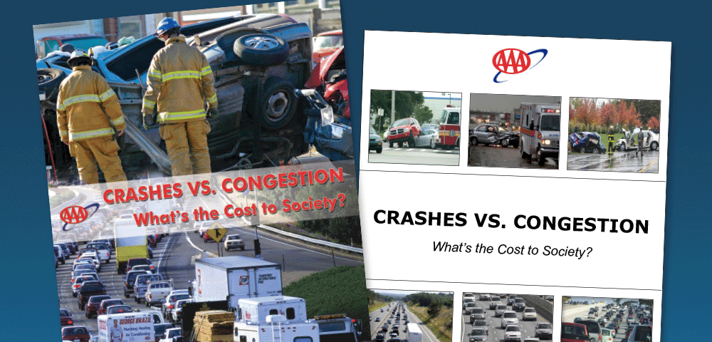 Image of the 2008 and 2011 editions of the AAA report Crashes Vs. Congestion - What's the Cost to Society?