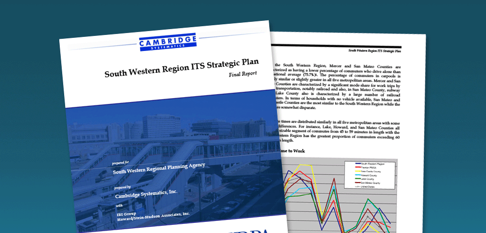 Cover and internal page of report South Western Region ITS Strategic Plan