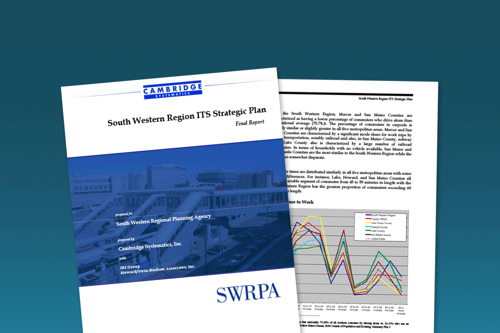 Cover and internal page of report South Western Region ITS Strategic Plan