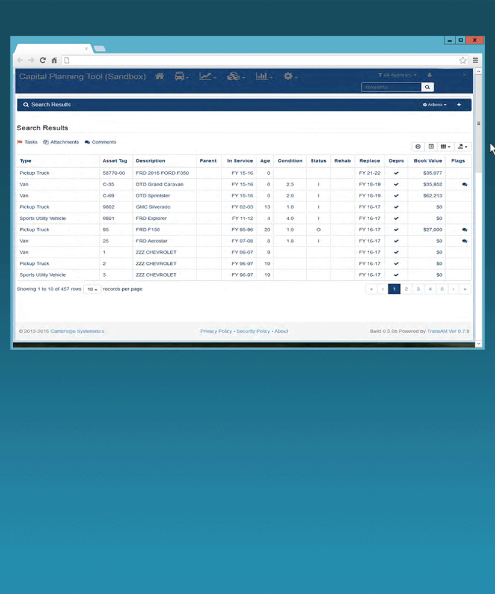 Screenshot of TransAm software in 2013