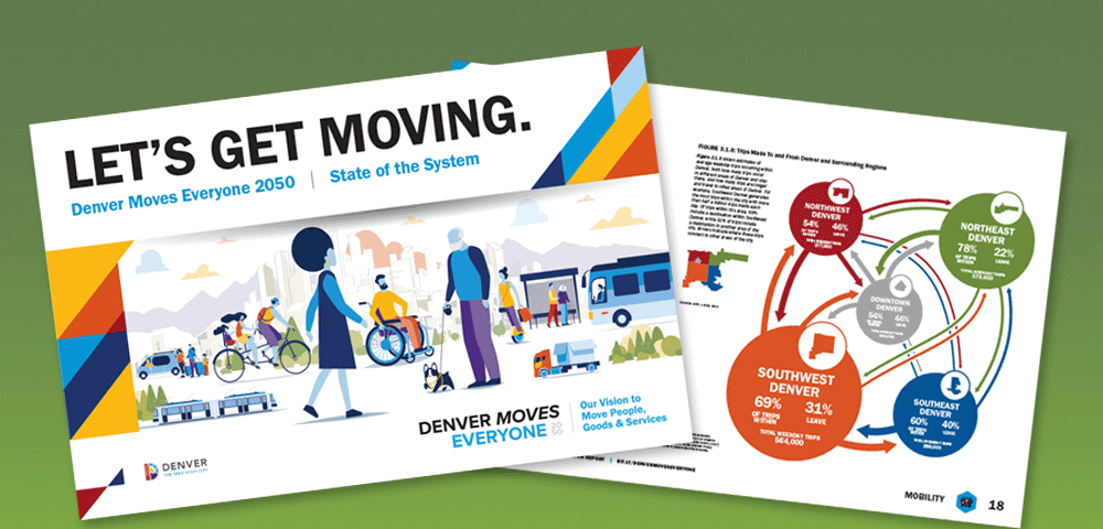 Cover and internal page from Denver's STP - Let's Get Moving.