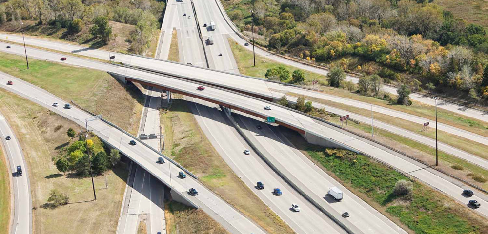 Aerial photo of freeway in Minnesota