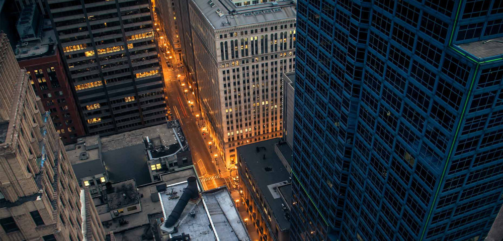 Aerial view of La Salle Street in Chicago
